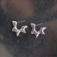 Image 1 of Silver Burst Huggie Earrings