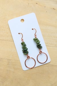 Image 2 of Copper + Hooped Crystal Bead Earrings