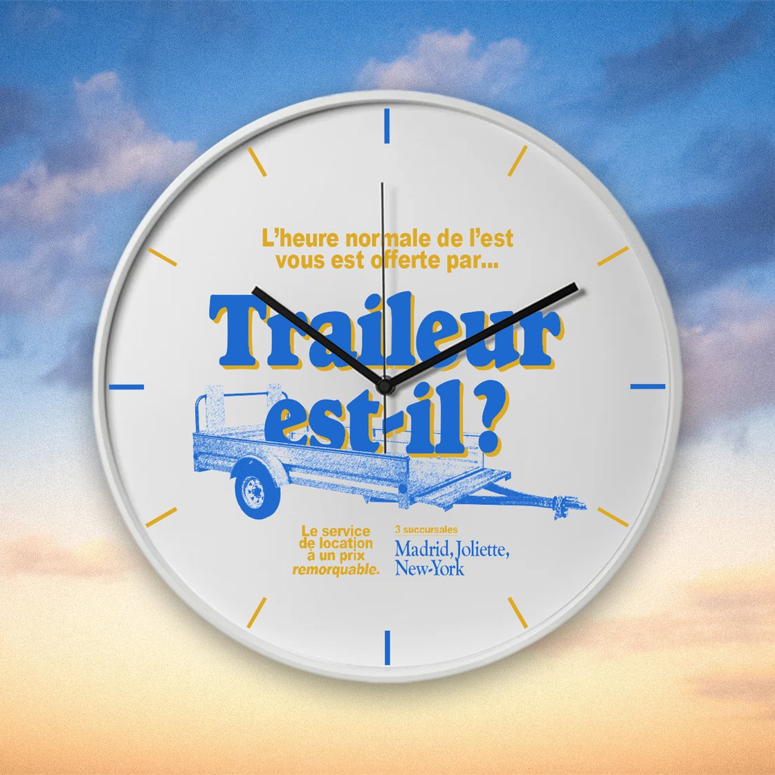 Image of TRAILEUR EST-IL? - HORLOGE 15X15 po