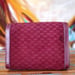 Image of Vtg Gucci Burgundy Mini Monogram Suede Clutch.