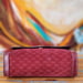 Image of Vtg Gucci Burgundy Mini Monogram Suede Clutch.