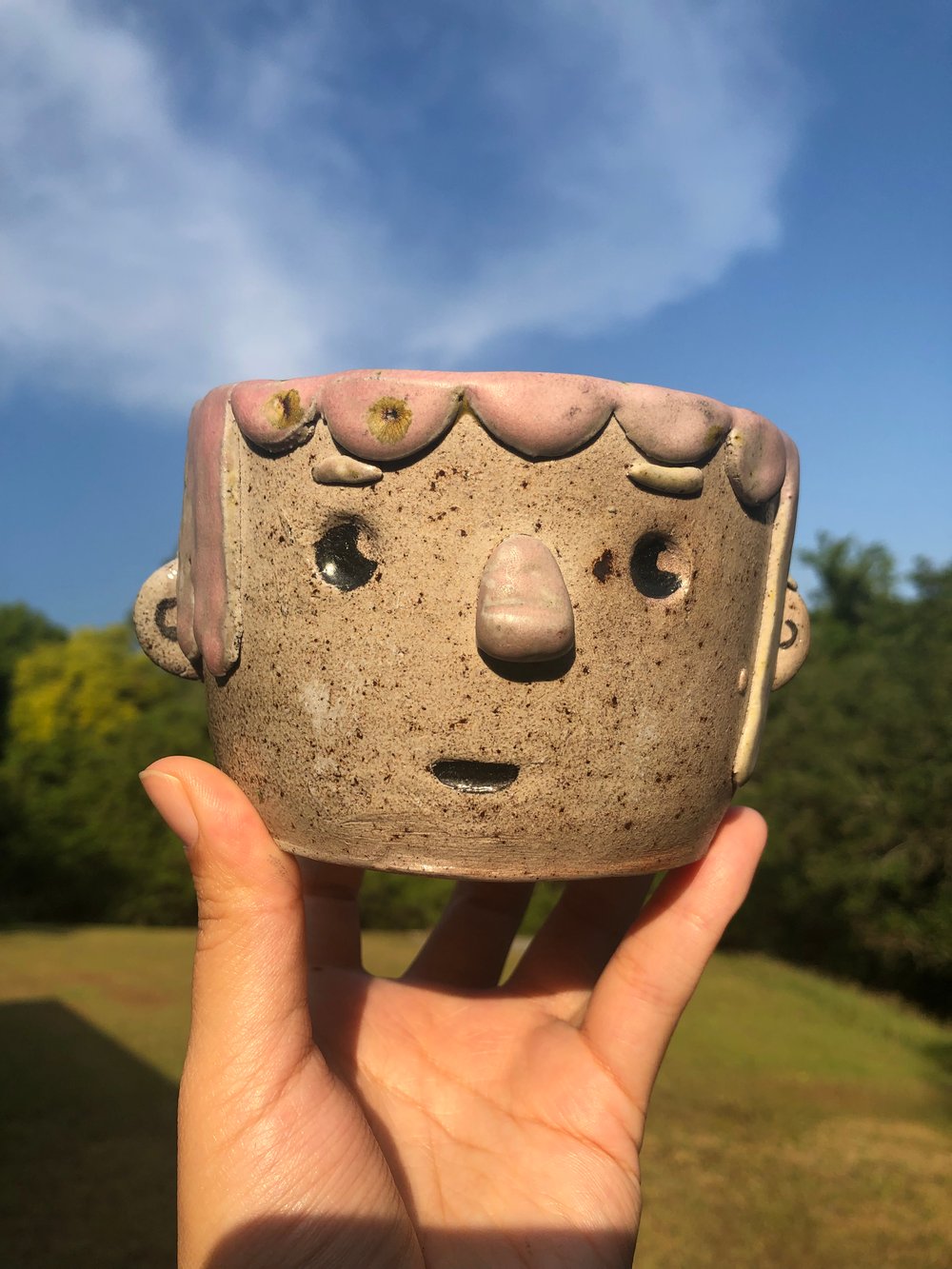 Image of Salt fired Face bowl