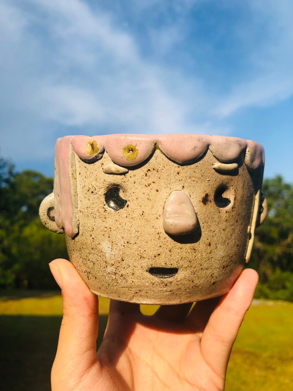 Image of Salt fired Face bowl