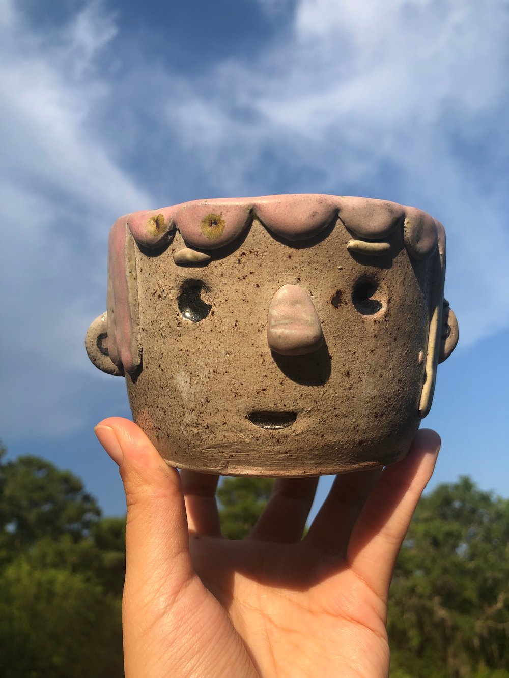 Image of Salt fired Face bowl