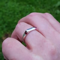 Image 1 of Unique Vintage Silver & Ruby Signet Ring