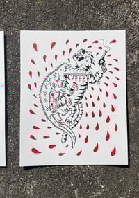 Image 3 of Battle Royale 1 & 2 - Tiger stabs gator, Gator stab Tiger 11”x14”