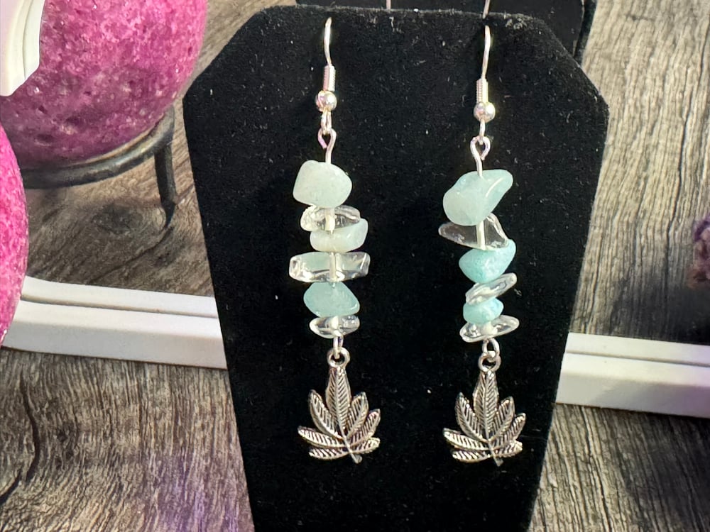 Image of Quartz Dangle Leaf Earrings