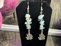Image 1 of Quartz Dangle Leaf Earrings