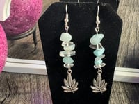 Image 2 of Quartz Dangle Leaf Earrings