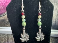 Image 1 of Natural Leaf Dangle Earrings