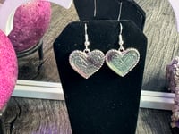 Image 1 of Silver Fluorite Heart Earrings
