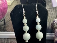 Image 3 of Blue Pearl Dangle Earrings 
