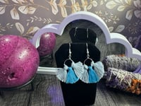 Image 2 of Gray and Blue Macrame Earrings 