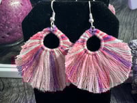 Image 1 of Pink and Purple Macrame Earrings 