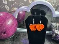 Image 1 of Mini Orange Macrame Earrings 