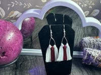 Image 2 of White and Maroon Earrings 