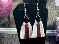 Image 1 of White and Maroon Earrings 