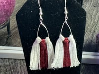 Image 3 of White and Maroon Earrings 