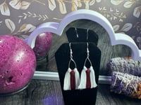 Image 4 of White and Maroon Earrings 
