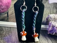 Image 1 of Mushroom Hemp Dangle Earrings