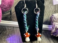 Image 2 of Mushroom Hemp Dangle Earrings
