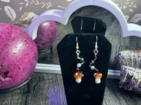 Image 3 of Mossy Quartz Mushroom Earrings 