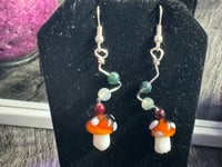 Image 1 of Mossy Quartz Mushroom Earrings 
