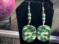 Image 1 of Green Clay Dangle Earrings 
