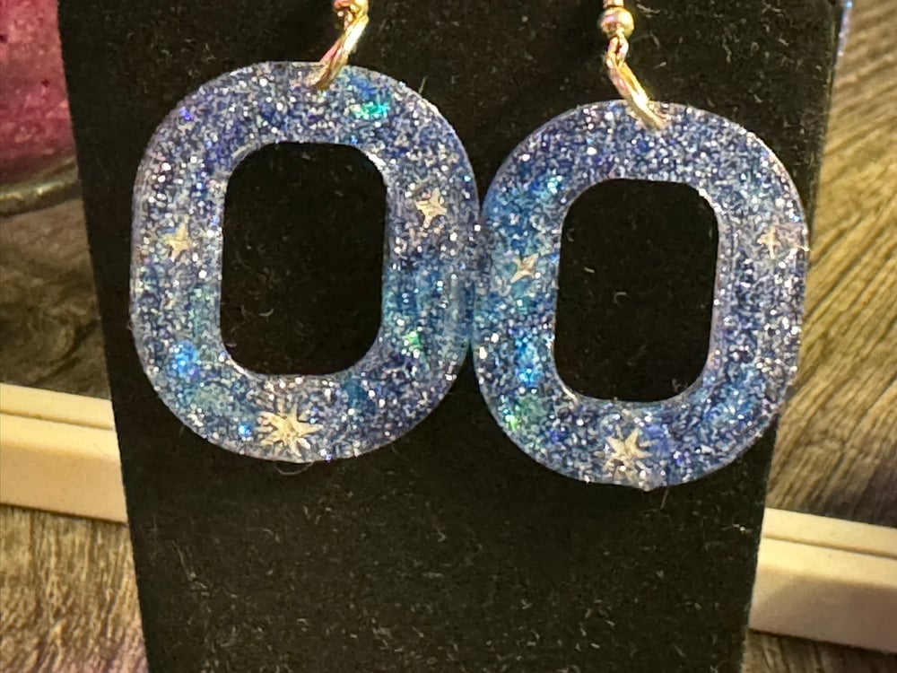 Image of Blue Galaxy Circular Earrings 