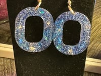 Image 3 of Blue Galaxy Circular Earrings 
