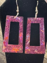 Image 1 of Pink Rectangular Dangle Earrings