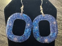 Image 1 of Blue Galaxy Circular Earrings 