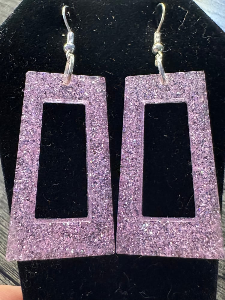 Image of Light Pink Rectangular Dangle Earrings