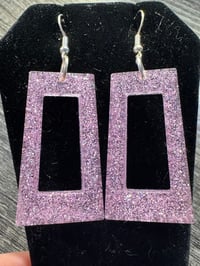 Image 2 of Light Pink Rectangular Dangle Earrings