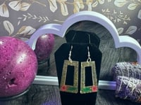 Image 3 of Gold Flower Rectangular Earrings 