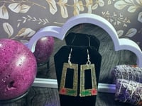 Image 4 of Gold Flower Rectangular Earrings 