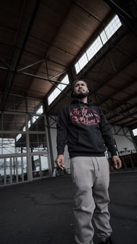 Image 2 of Apply Pressure, Stay Humble Hoodie (Black/Red)