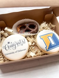Image 1 of College Logo Cookie Box (2 cookies, 1 pretzel)
