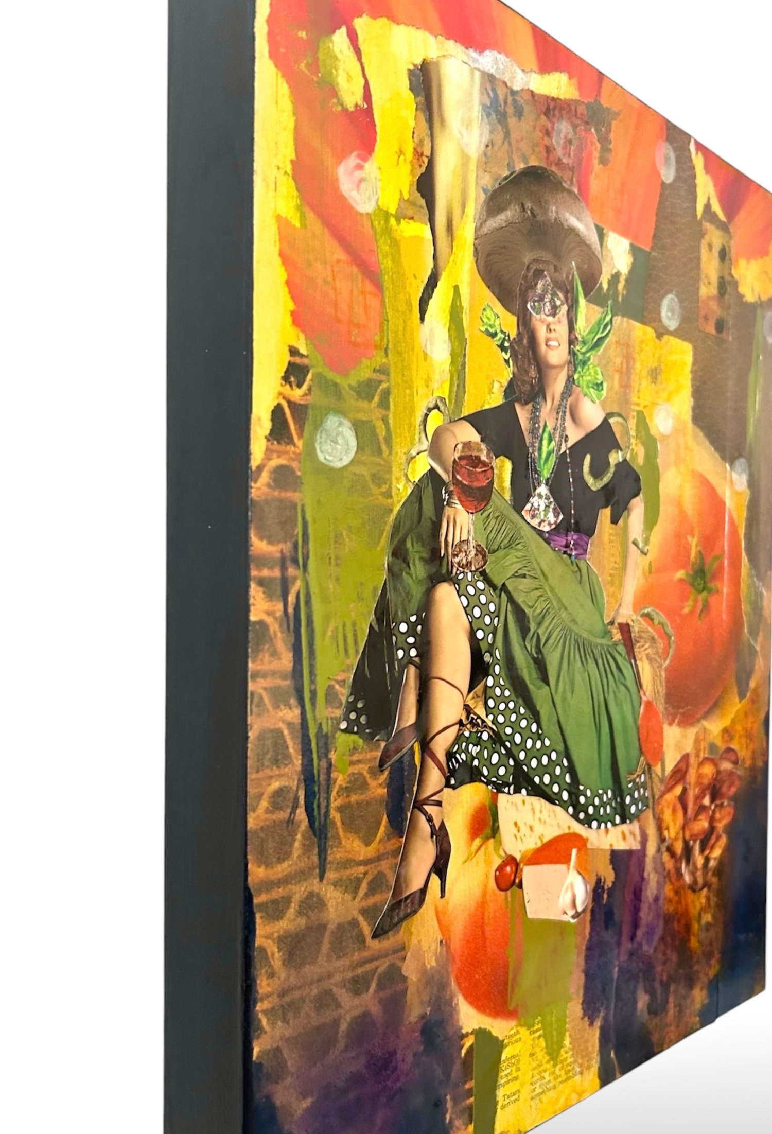 Image of I Dream of Pizza - (But it's Not Dion's) - Original Mixed Media Collage - Vintage Food Collage 