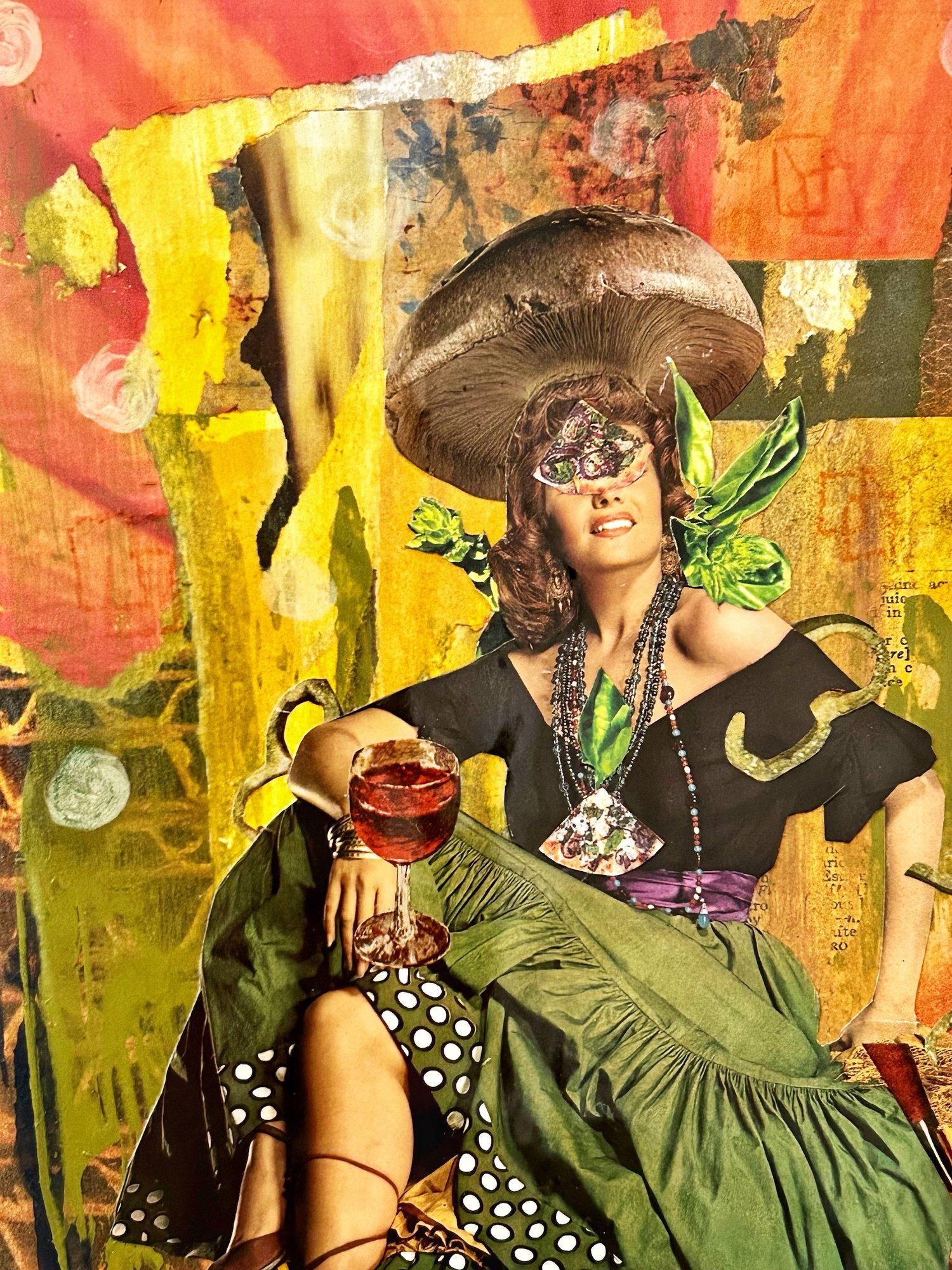 Image of I Dream of Pizza - (But it's Not Dion's) - Original Mixed Media Collage - Vintage Food Collage