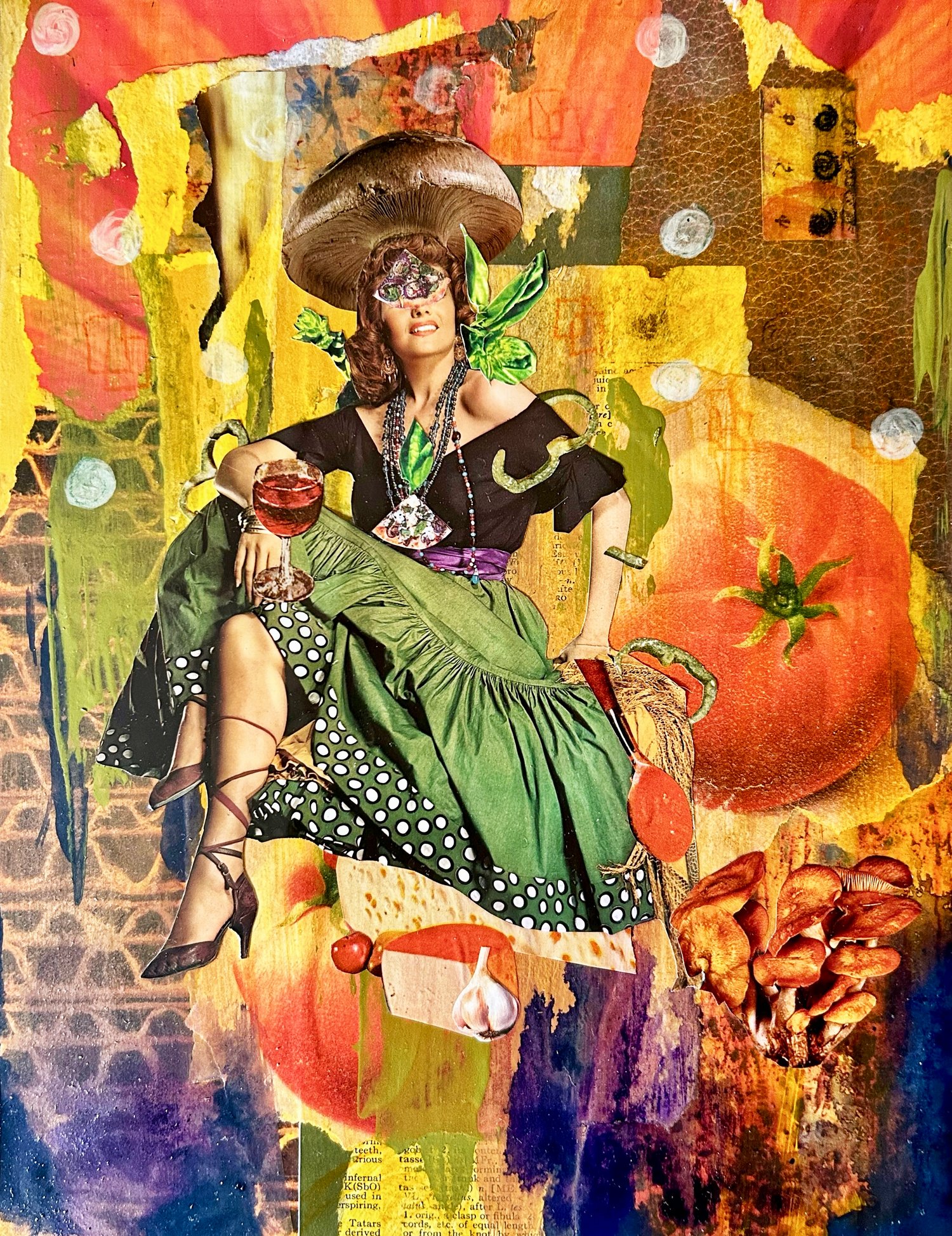 Image of I Dream of Pizza - (But it's Not Dion's) - Original Mixed Media Collage - Vintage Food Collage