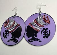 Image 2 of The Strength of a Black Woman Rhinestone Earrings | 3” Sublimation & Hand-Painted Art 
