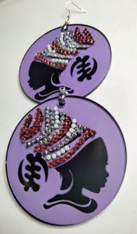 Image 1 of The Strength of a Black Woman Rhinestone Earrings | 3” Sublimation & Hand-Painted Art 