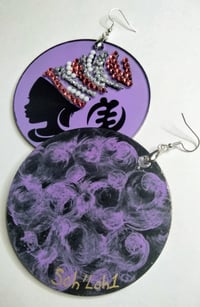 Image 3 of The Strength of a Black Woman Rhinestone Earrings | 3” Sublimation & Hand-Painted Art 