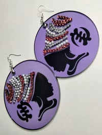 Image 4 of The Strength of a Black Woman Rhinestone Earrings | 3” Sublimation & Hand-Painted Art 