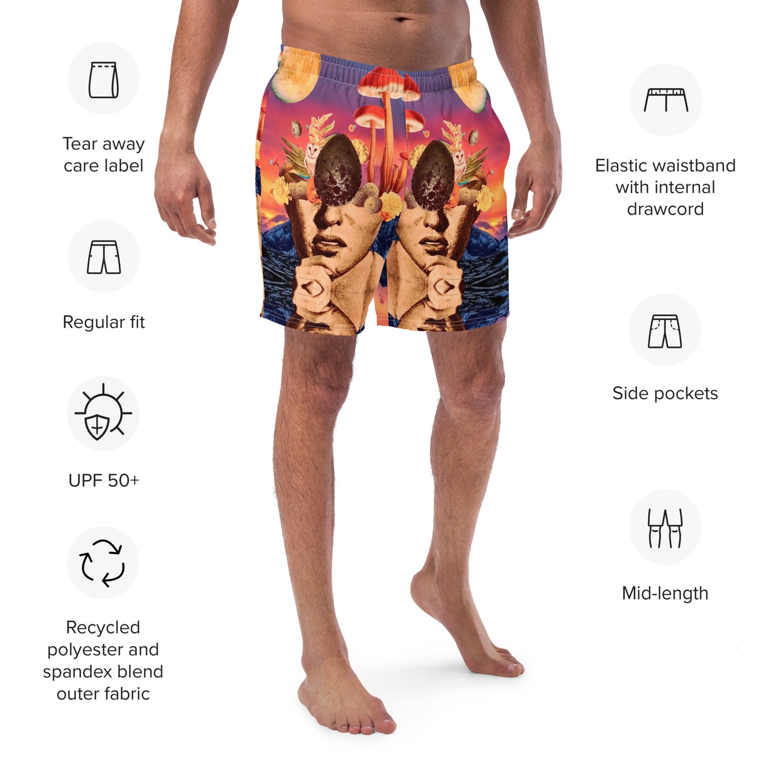 Image of The Sun Sets Best in the West - All Over Print - Eco Friendly - Men's Swim Trunks