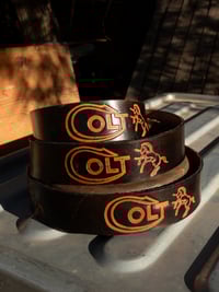 Image 1 of Original Tom Fugle Signed Colt Leather Belt
