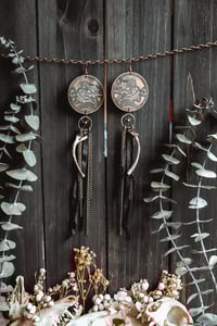 Image 1 of Flying witch bone earrings 