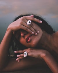 Image 3 of Darshan Handmade Silver Eye Ring - Spheres Vertical