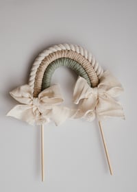 Image 1 of Rainbow cake topper, small macrame rainbow hanging